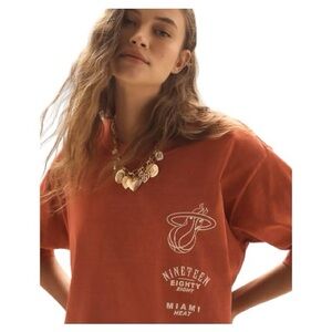 Anthropologie Rust Orange/Red Miami Heat Graphic Tee